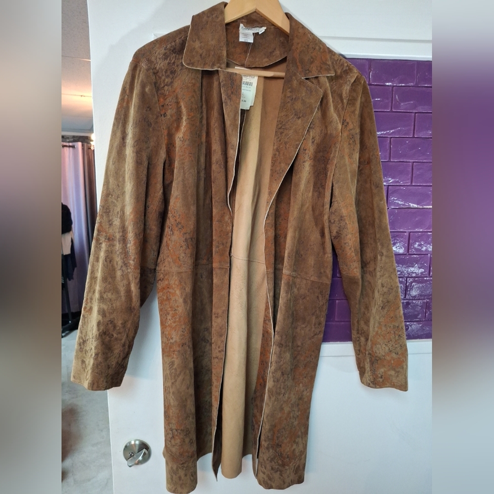 Coldwater Creek animal print leather jacket Size Lg